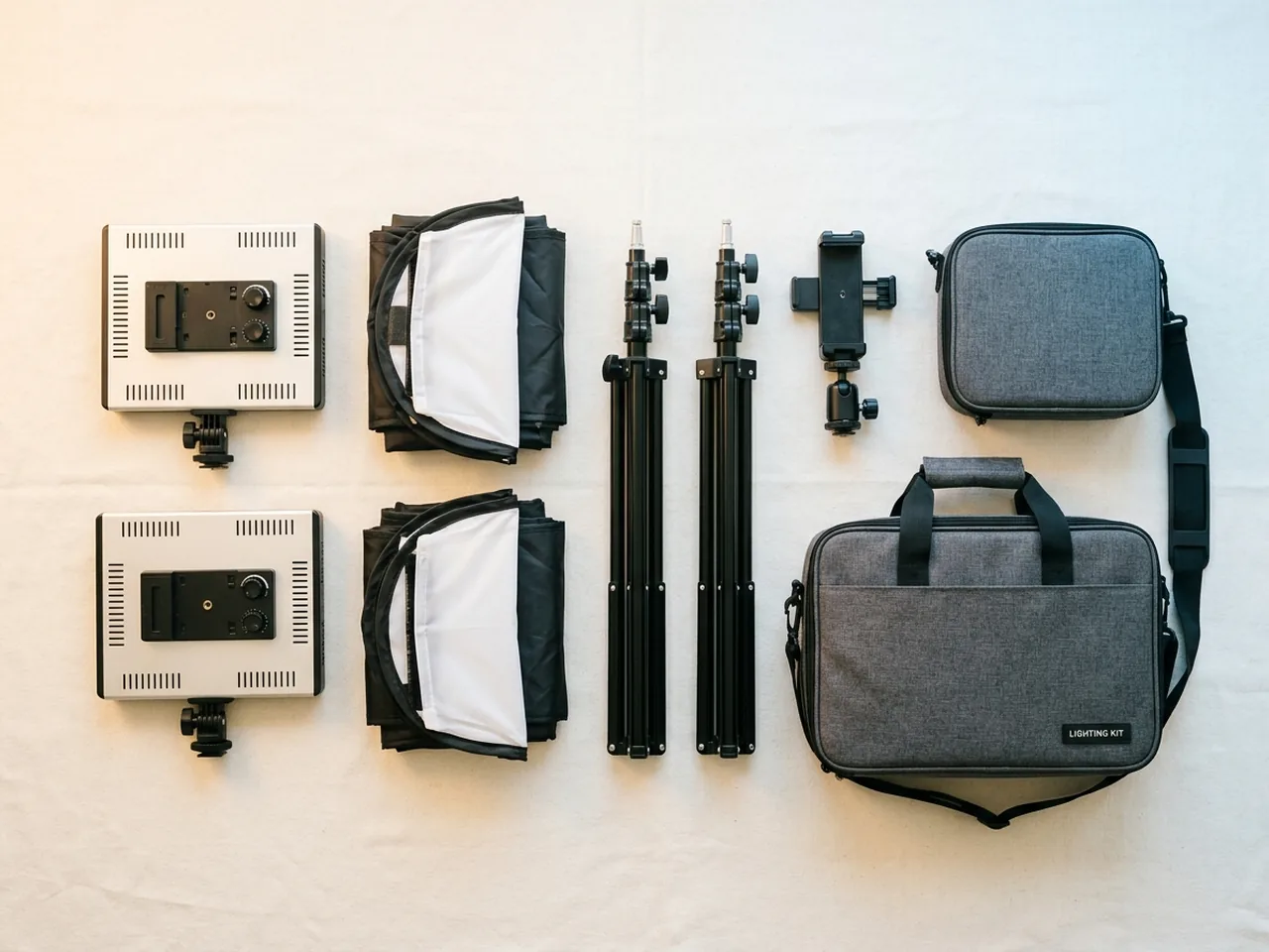 Le kit d’éclairage complet avec tous les éléments